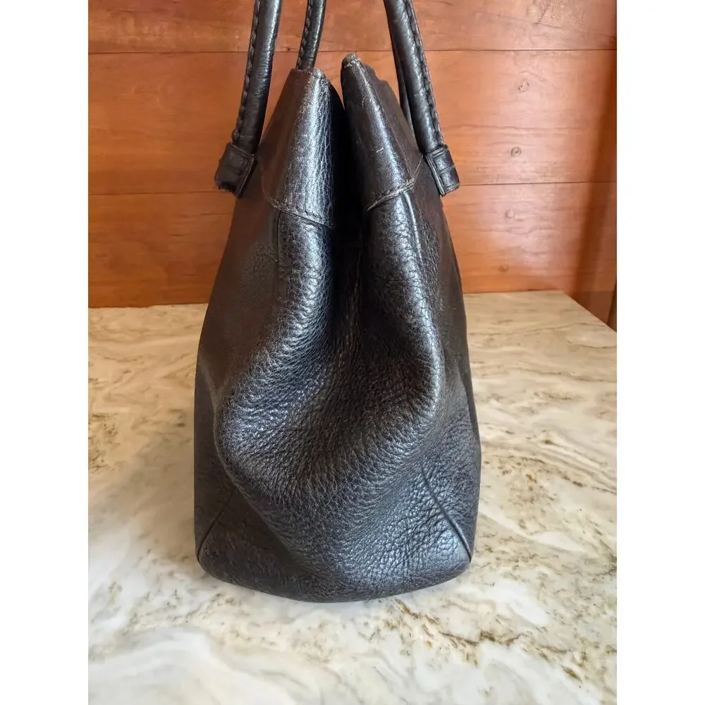 Tod's Pebbled Leather Top Handle Bag Satchel Black